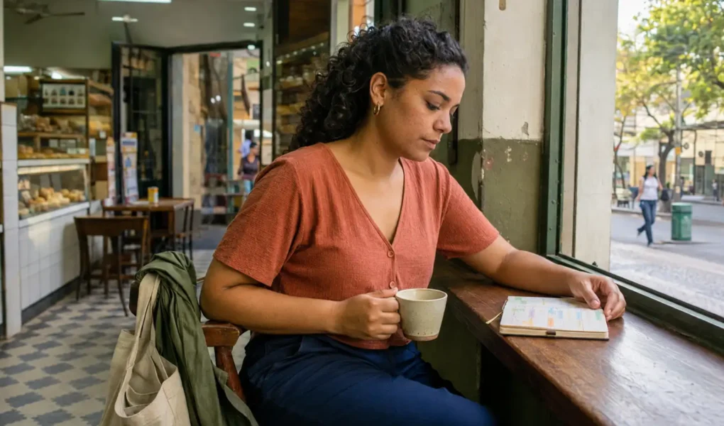 Mulher jovem fazendo uma pausa depois de um dia que não saiu como planejado