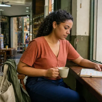 Mulher jovem fazendo uma pausa depois de um dia que não saiu como planejado