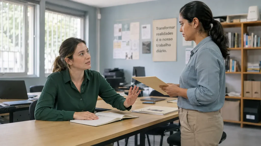 Mulher recusando uma tarefa extra de forma educada e firme