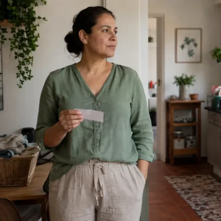 Mulher organizando uma rotina corrida entre trabalho e tarefas domésticas
