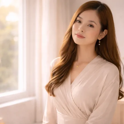 mulher elegante perto de janela iluminada representando hábitos de mulheres elegantes