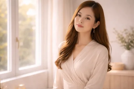 mulher elegante perto de janela iluminada representando hábitos de mulheres elegantes