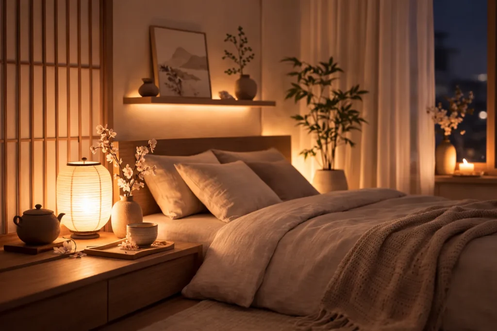 iluminação suave no quarto à noite