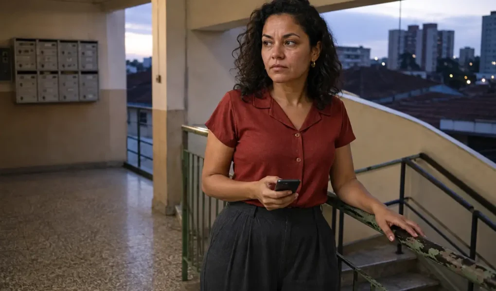 Mulher jovem fazendo uma pausa antes de responder uma mensagem durante um momento de irritação