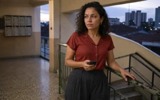 Mulher jovem fazendo uma pausa antes de responder uma mensagem durante um momento de irritação
