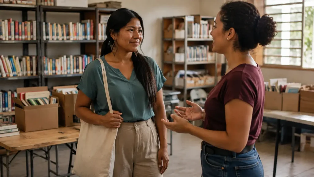 Mulher jovem recebendo um elogio e simplesmente agradecendo