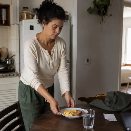 Mulher organizando uma rotina matinal curta antes de começar o trabalho