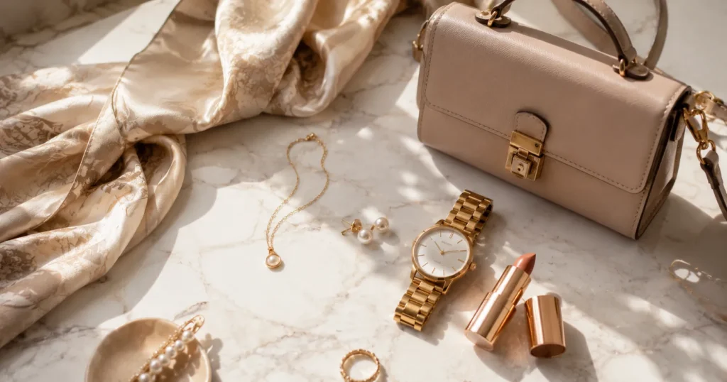 acessórios delicados femininos em composição elegante