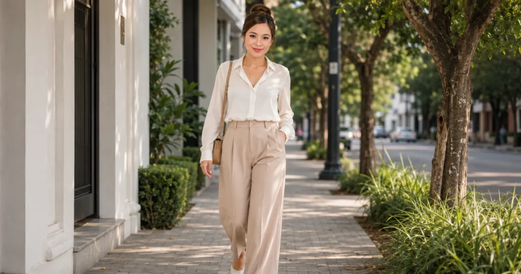 mulher caminhando com postura feminina elegante