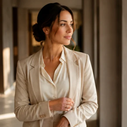 mulher delicada e forte com postura confiante
