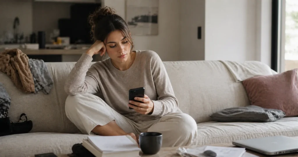 mulher distraída no celular comportamento automático