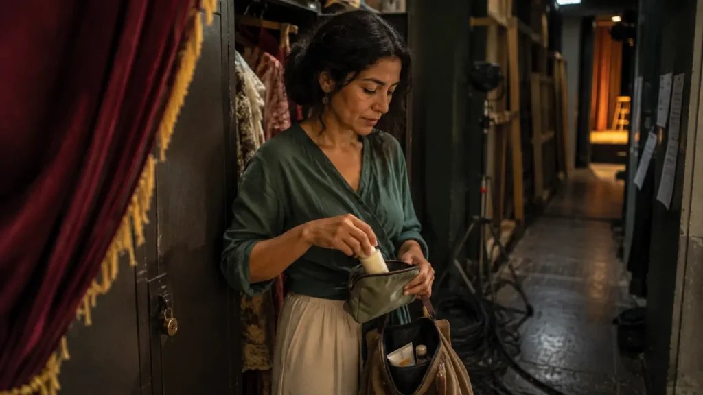 Mulher deixando de usar um cosmético desconfortável apesar das alegações presentes na embalagem